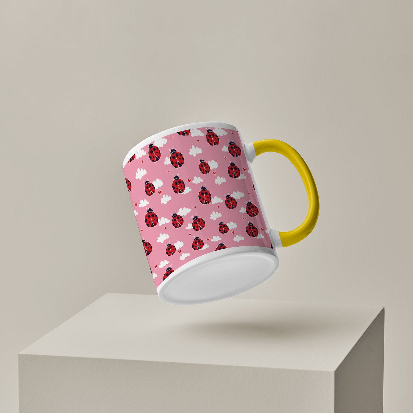 ladybug pattern design Pattern Yellow Handle 330 ml Coffee Mug