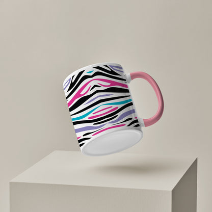 Colorful Tiger Skin with Waving effect Pattern Lite Pink Handle 330 ml Coffee Mug