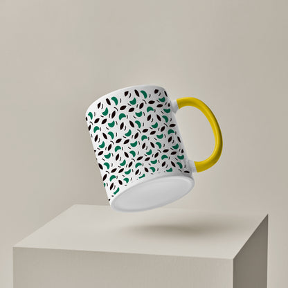 vector leaves pattern design (2) Pattern Yellow Handle 330 ml Coffee Mug