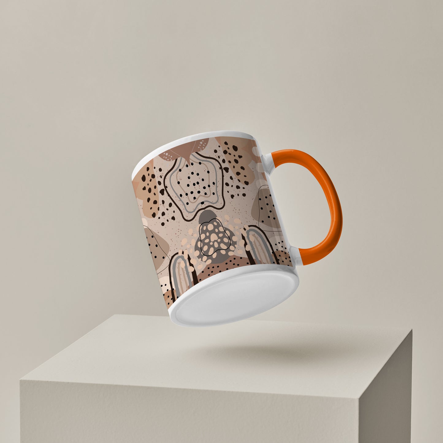 Abstract drawing pattern design Orange Handle 330 ml Coffee Mug