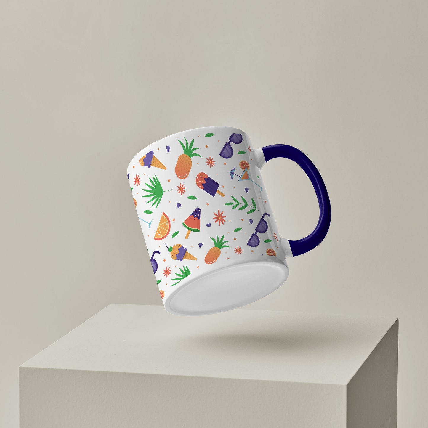Vector Summer pattern design Pattern Dark Blue Handle 330 ml Coffee Mug