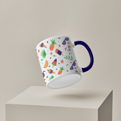 Vector Summer pattern design Pattern Dark Blue Handle 330 ml Coffee Mug