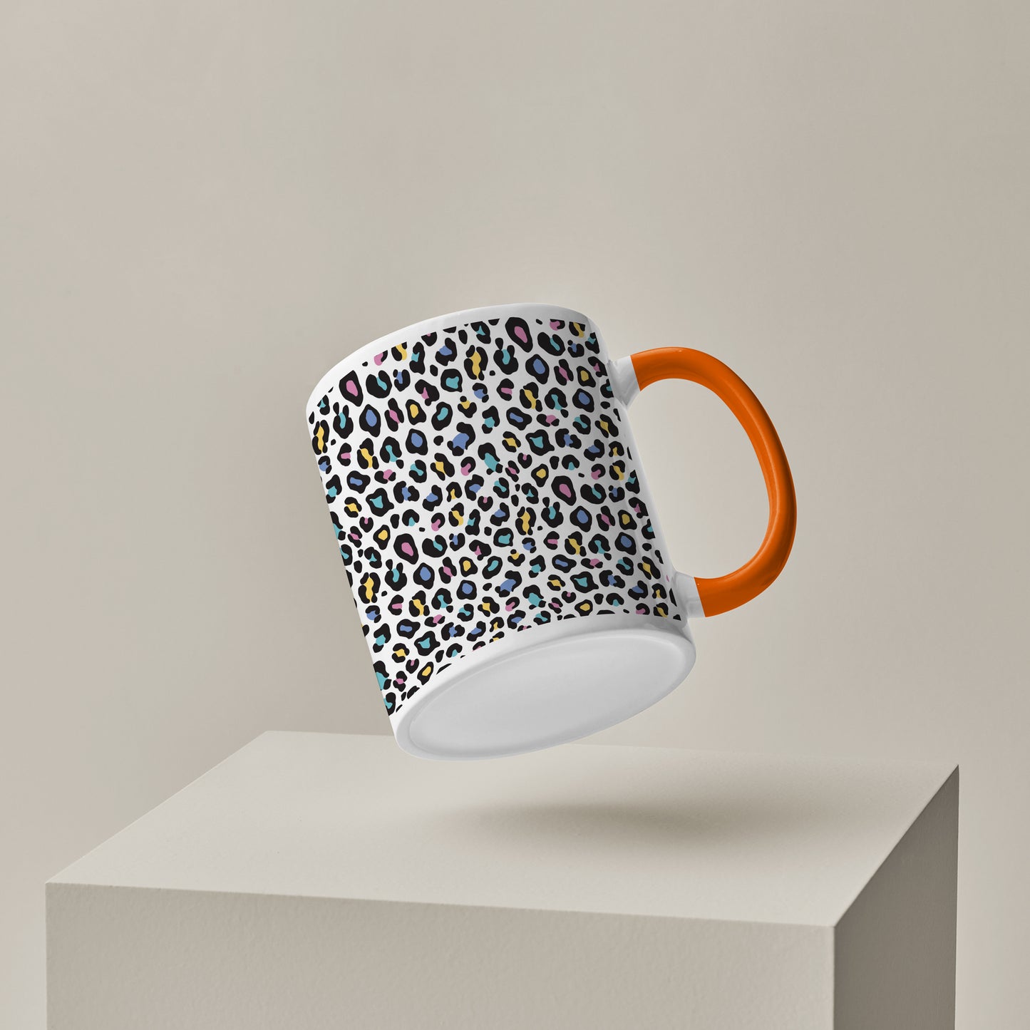Color full Vector leopard animal motif vector seamless pattern design Orange Handle 330 ml Coffee Mug