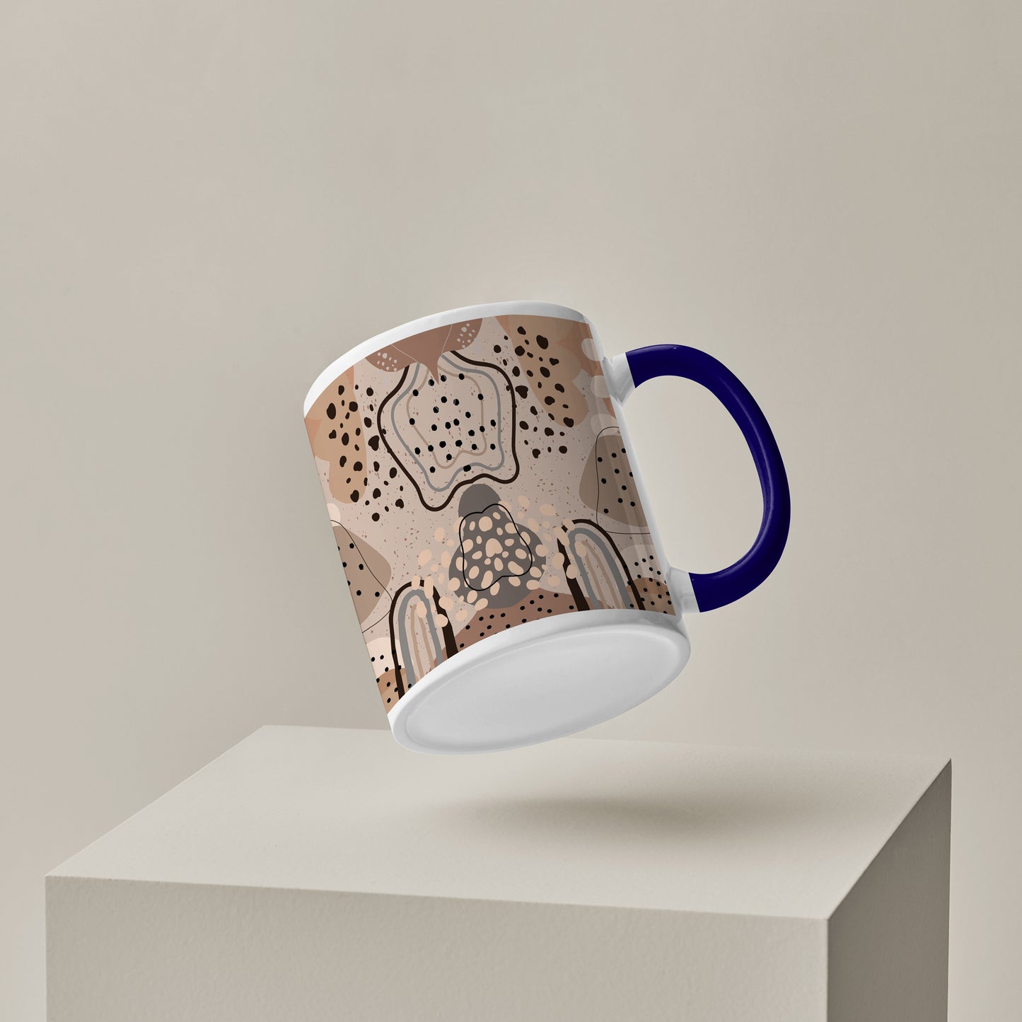 Abstract drawing design Pattern Dark Blue Handle 330 ml Coffee Mug