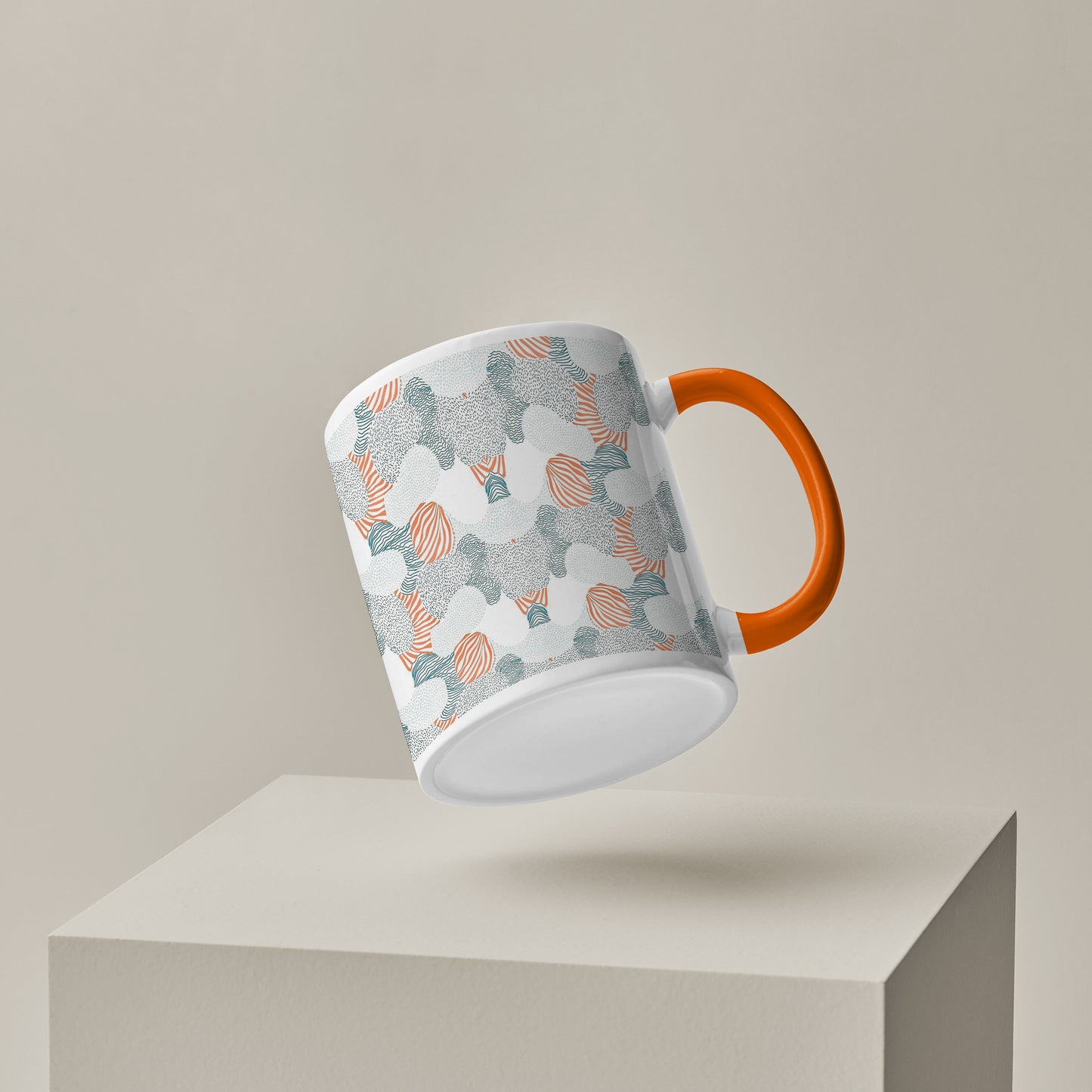 Colorfull hand drawing pattern design Orange Handle 330 ml Coffee Mug