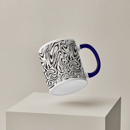 Curated pattern design Pattern Dark Blue Handle 330 ml Coffee Mug