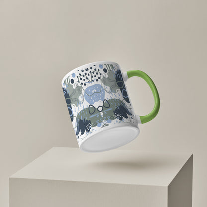 Hand art design Pattern Lite Green Handle 330 ml Coffee Mug