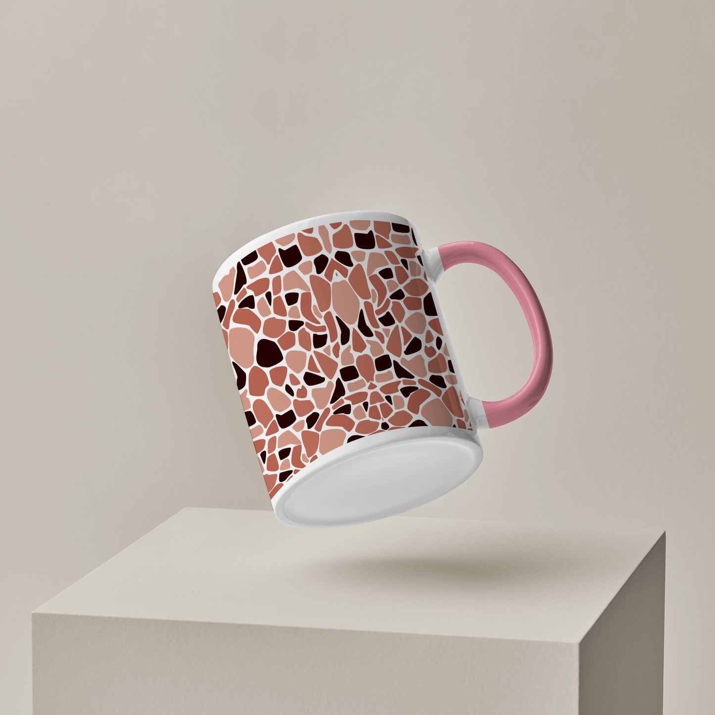 Stone seamless Pattern Lite Pink Handle 330 ml Coffee Mug