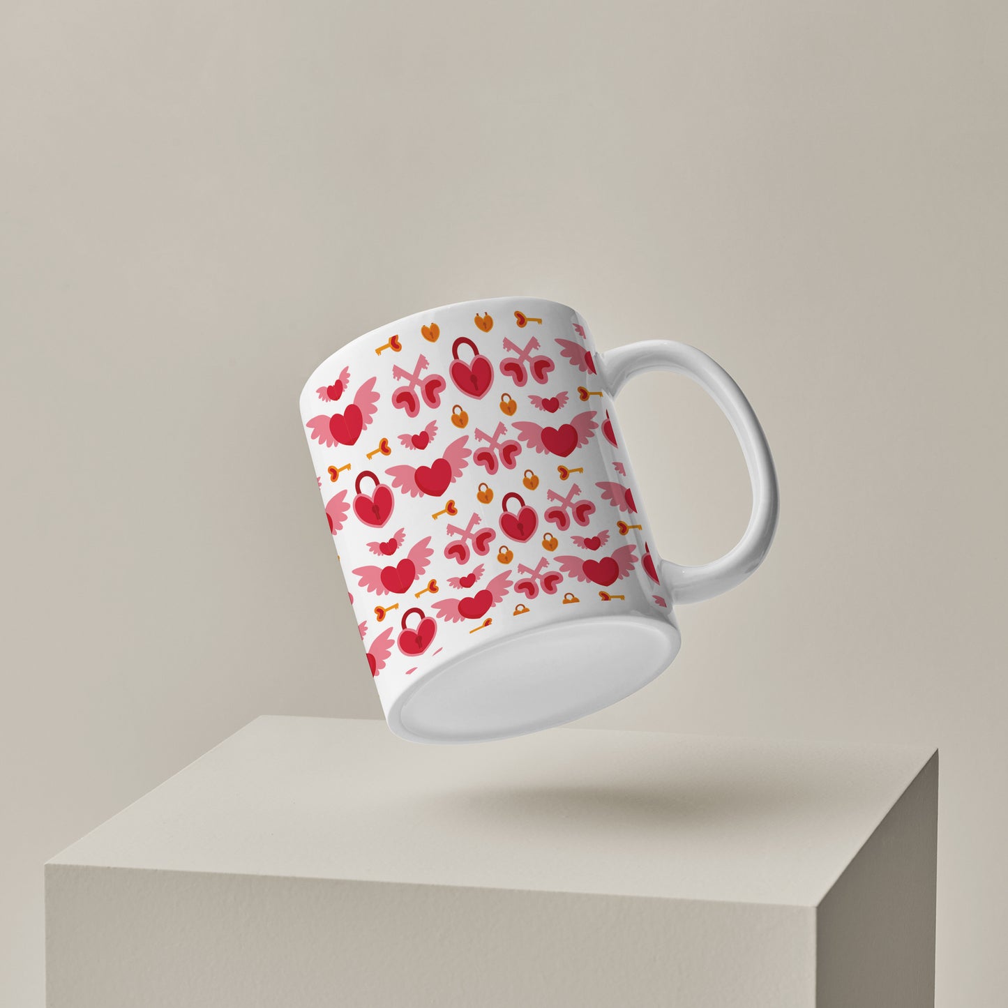 Red seamless love element pattern design (2) White 330 ml Coffee Mug
