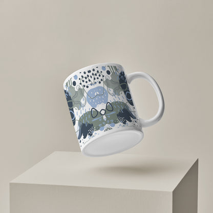 Hand art design White Handle 330 ml Coffee Mug