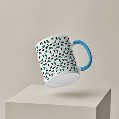 Vector leaves pattern design (2) Pattern Sky Blue Handle 330 ml Coffee Mug