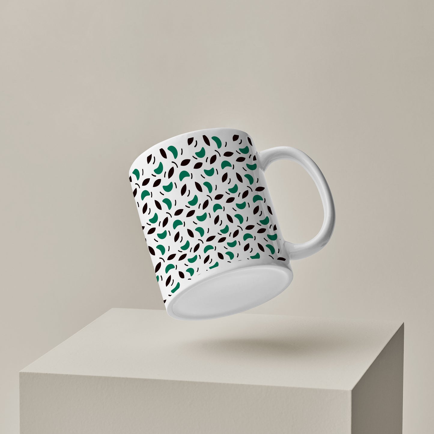 Vector leaves pattern design (2) White 330 ml Coffee Mug