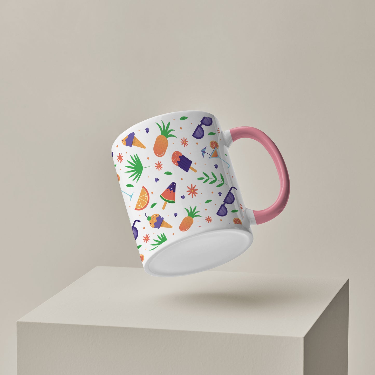 Vector Summer pattern design Pattern Lite Pink Handle 330 ml Coffee Mug