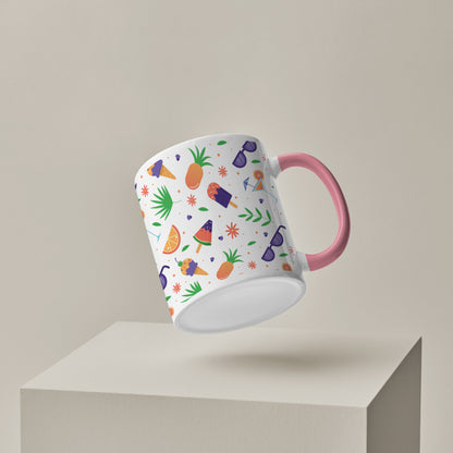Vector Summer pattern design Pattern Lite Pink Handle 330 ml Coffee Mug