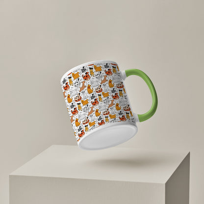 Dog breeds vector leaves pattern  design Pattern Lite Green Handle 330 ml Coffee Mug