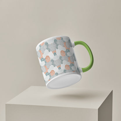 colorfull hand drawing design Pattern Lite Green Handle 330 ml Coffee Mug