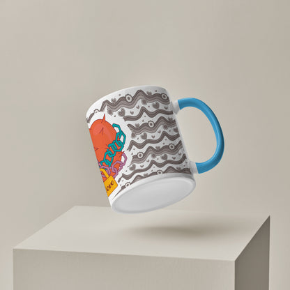 love chain Pattern Sky Blue Handle 330 ml Coffee Mug
