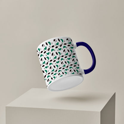 Vector leaves pattern design (2) Pattern Dark Blue Handle 330 ml Coffee Mug