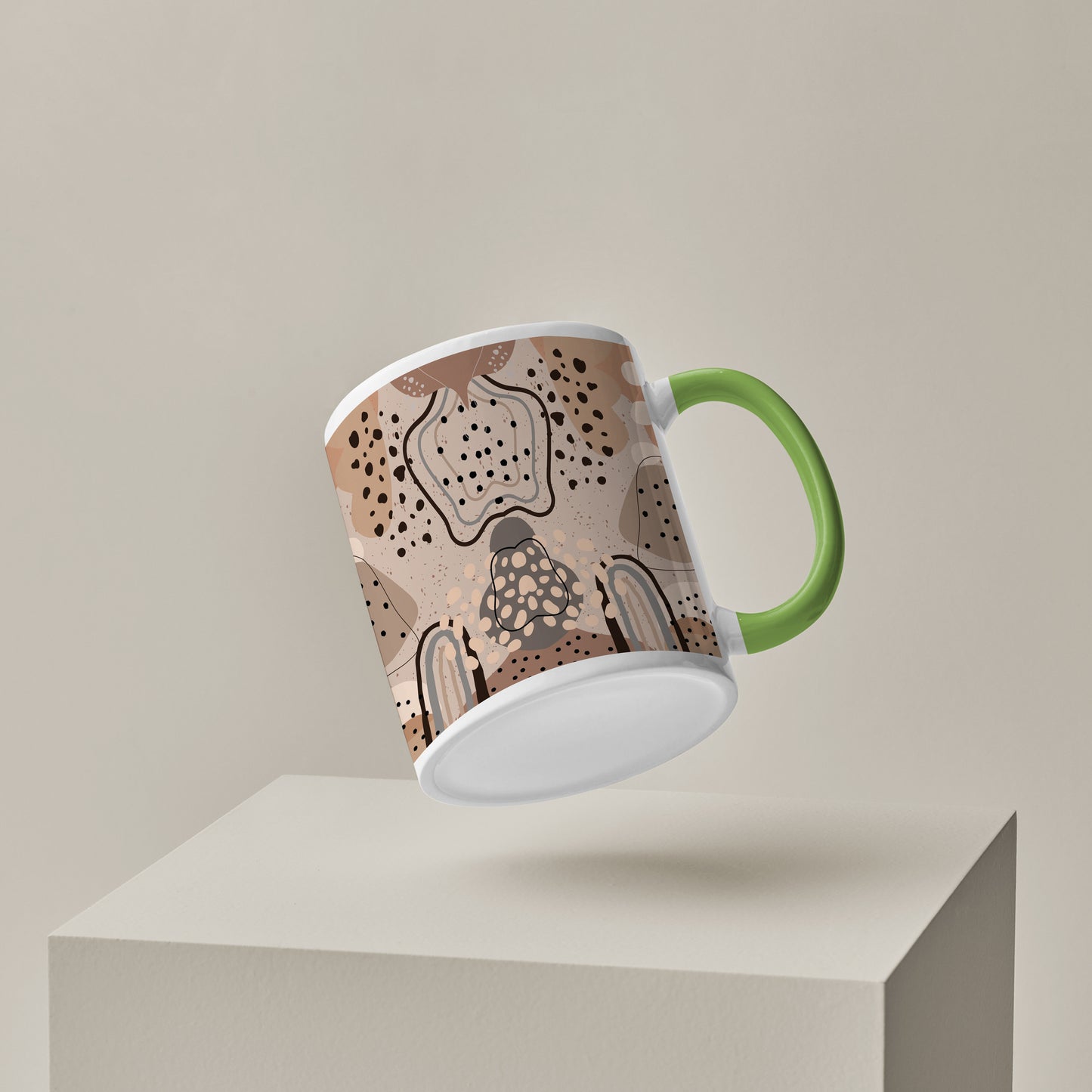 Abstract drawing pattern design Lite Green Handle 330 ml Coffee Mug