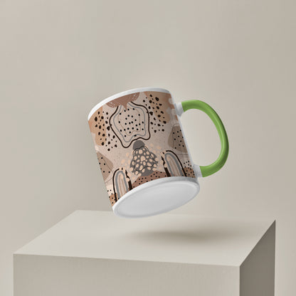 Abstract drawing pattern design Lite Green Handle 330 ml Coffee Mug