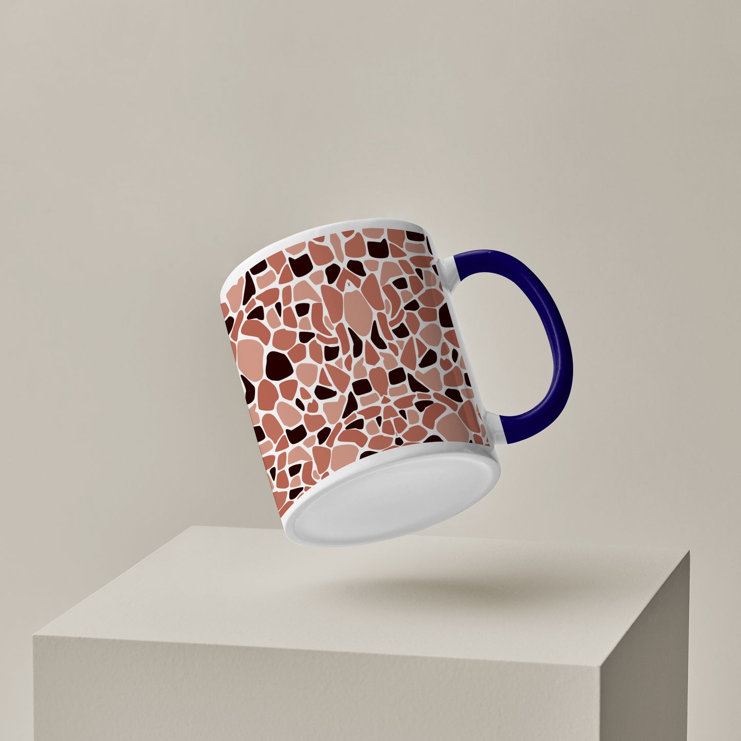 Stone seamless Pattern Dark Blue Handle 330 ml Coffee Mug