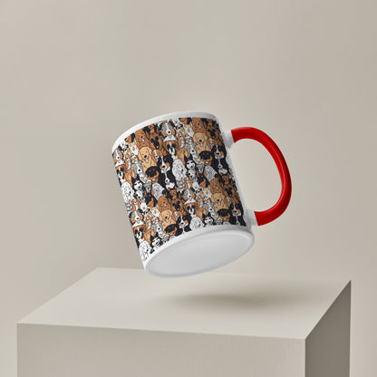 Multiple Dog Breeds Red Handle 330 ml Coffee Mug