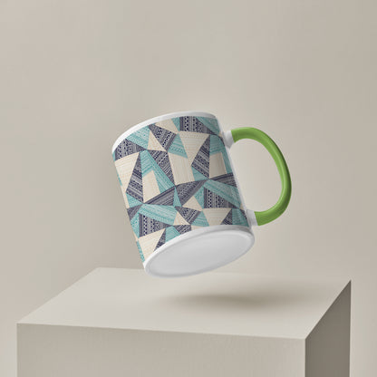 triangle seamless pattern in patchwork style design Pattern Lite Green Handle 330 ml Coffee Mug