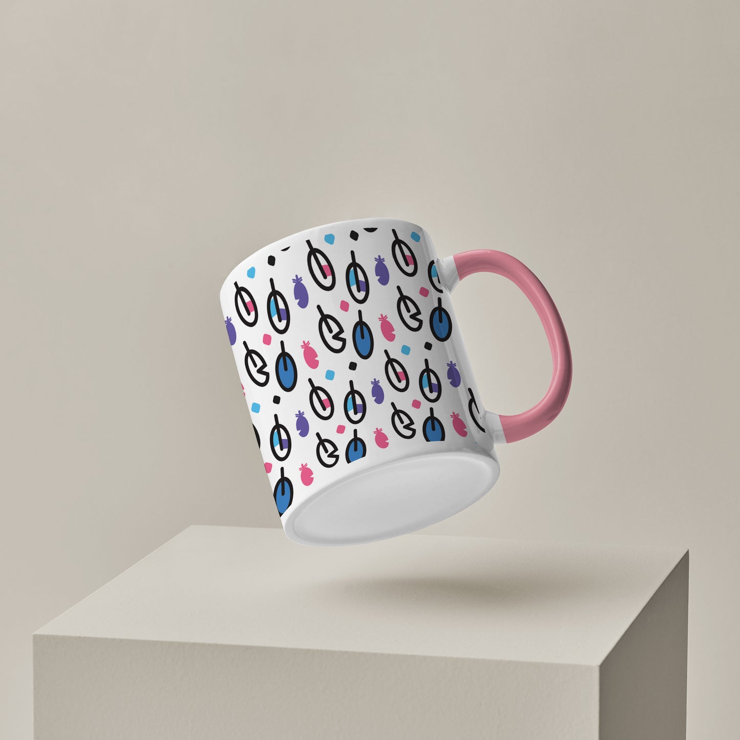 Vector leaves pattern design Pattern Lite Pink Handle 330 ml Coffee Mug