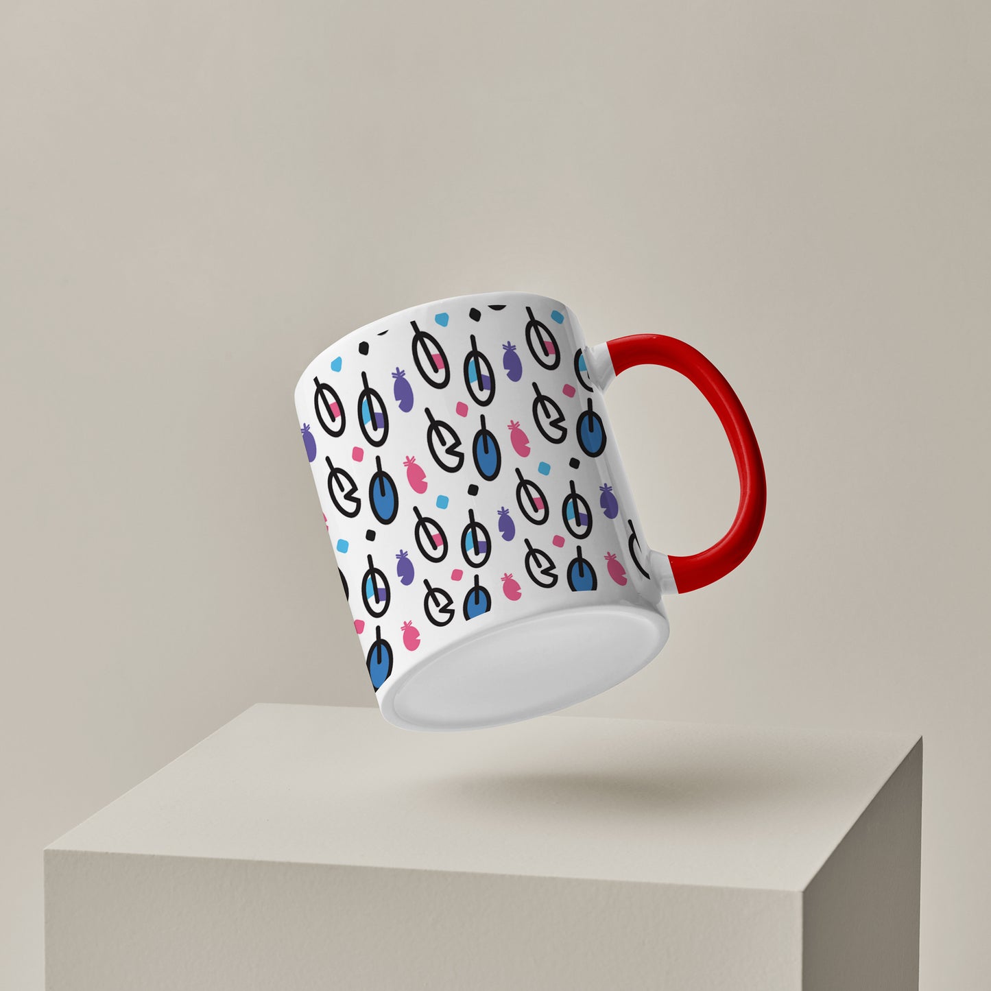 Vector leaves pattern design Red Handle 330 ml Coffee Mug