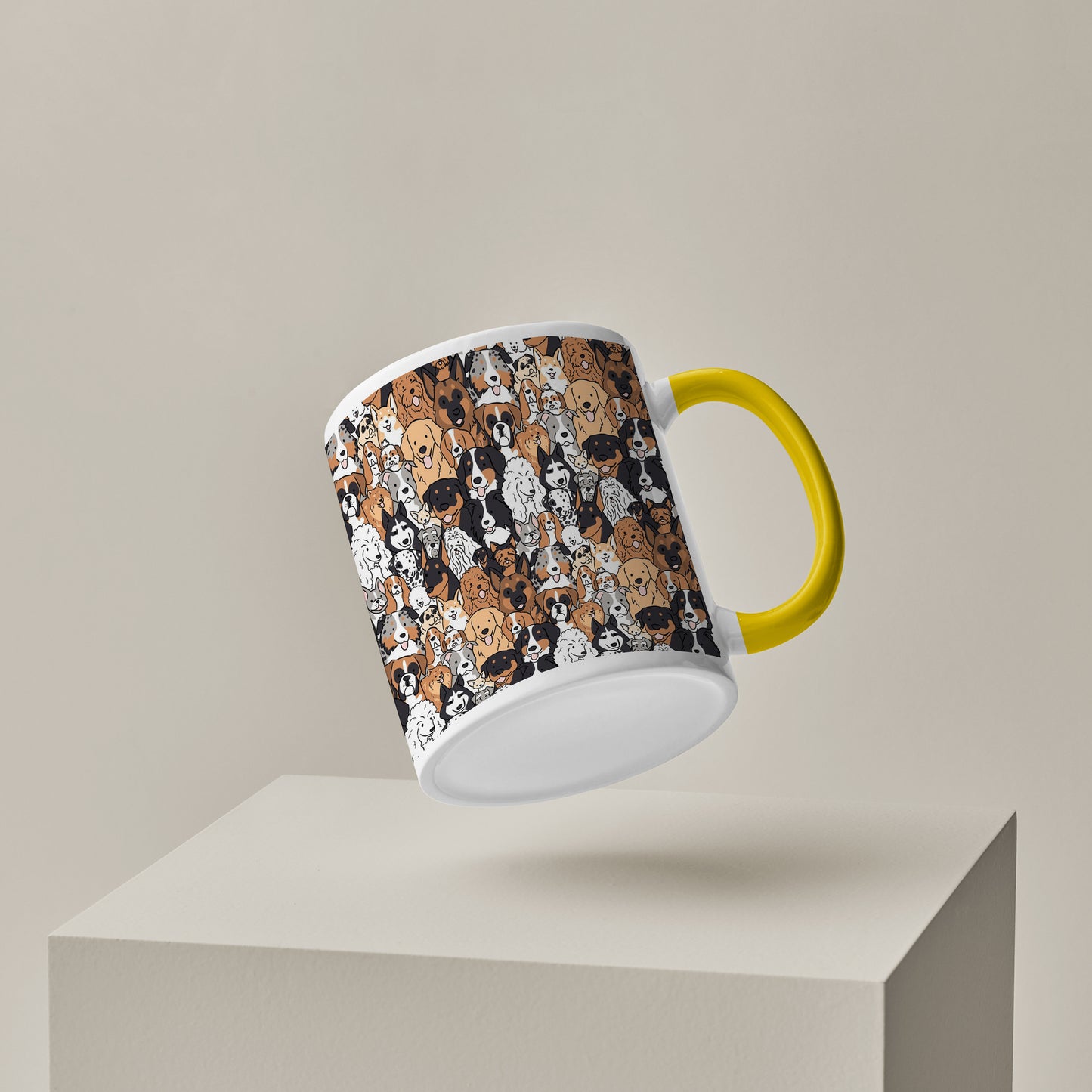 Dog breeds illustration design Pattern Yellow Handle 330 ml Coffee Mug
