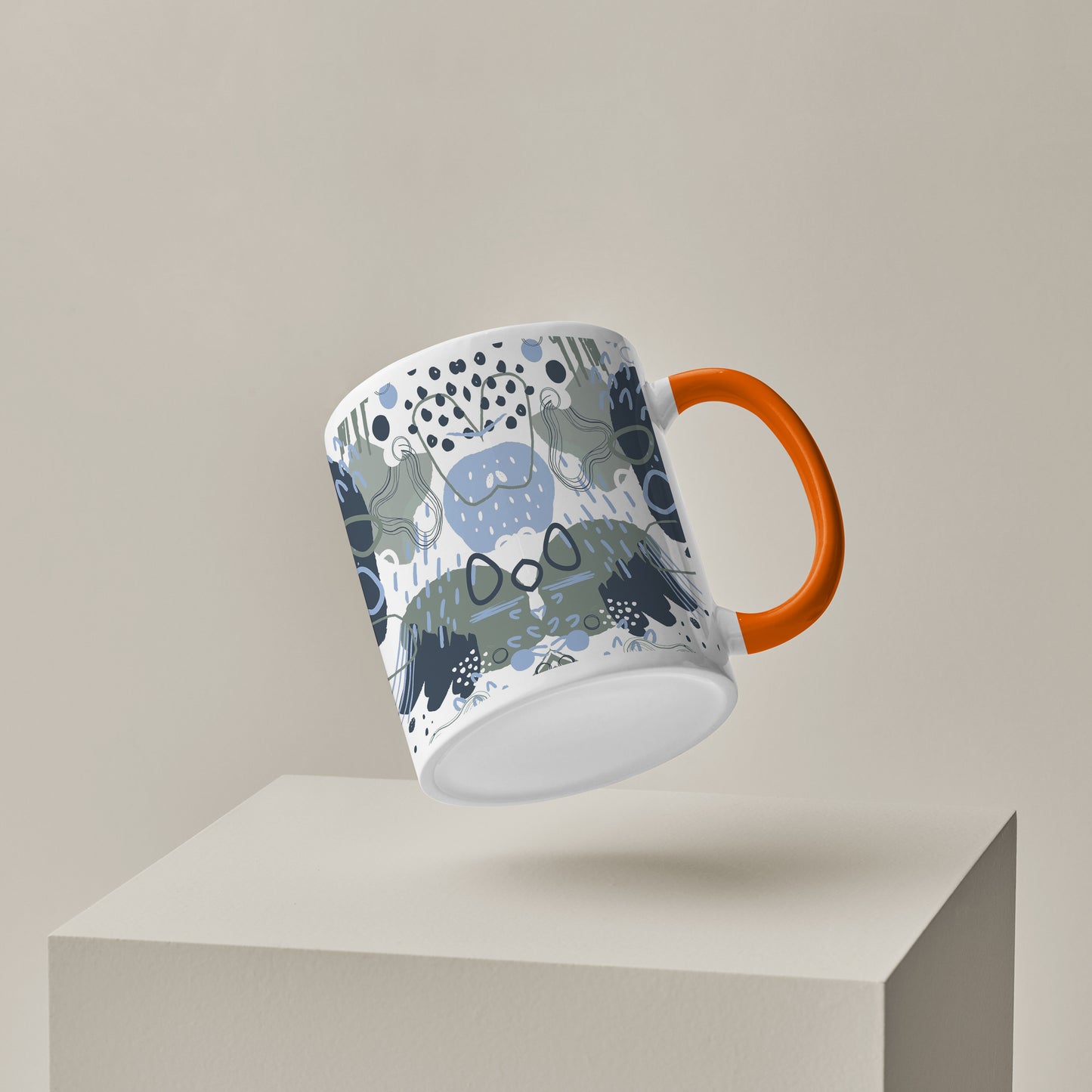 Hand art design Orange Handle 330 ml Coffee Mug