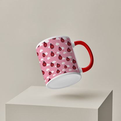 Ladybug pattern design Red Handle 330 ml Coffee Mug