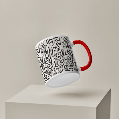 Sophisticated Curated Pattern Red Handle 330 ml Coffee Mug
