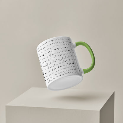 kawaii faces doodle art design pattern design Pattern Lite Green Handle 330 ml Coffee Mug