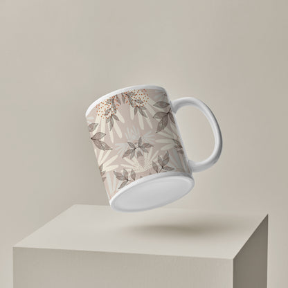Abstract leaves and dots pattern design White 330 ml Coffee Mug