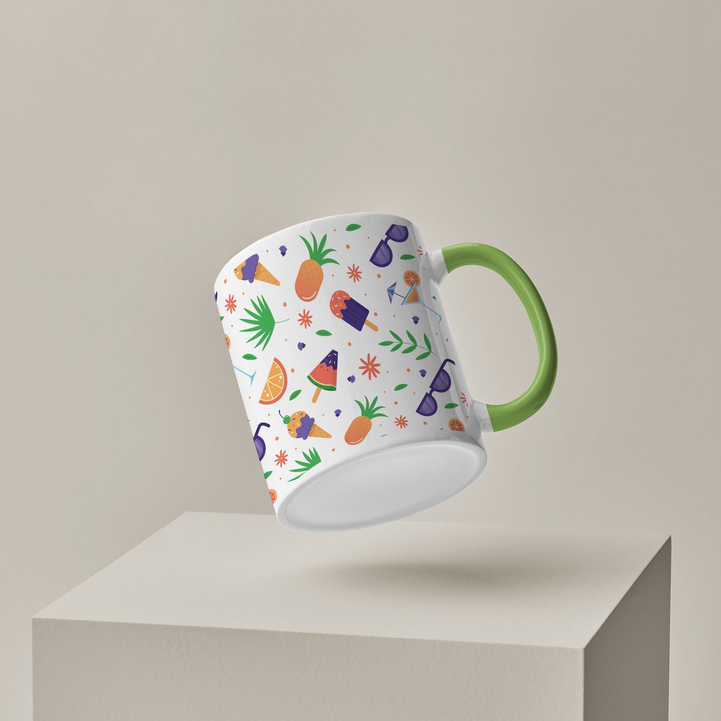 vector Summer pattern design pattern design Pattern Lite Green Handle 330 ml Coffee Mug