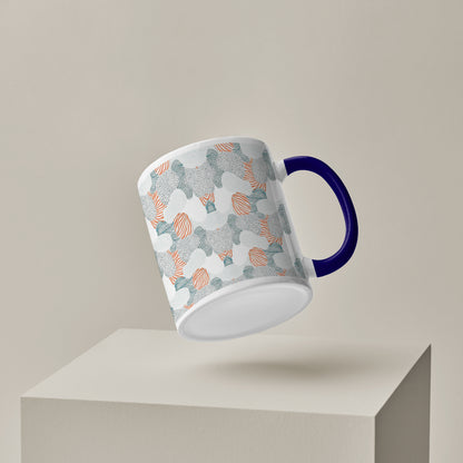 Colorfull hand drawing design Pattern Dark Blue Handle 330 ml Coffee Mug