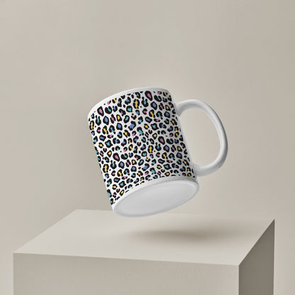 Color full Vector leopard animal motif vector seamless pattern design White 330 ml Coffee Mug