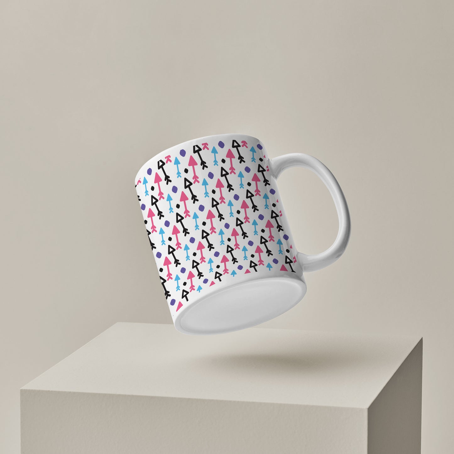 Black pink and sky Arrow pattern design pattern White 330 ml Coffee Mug