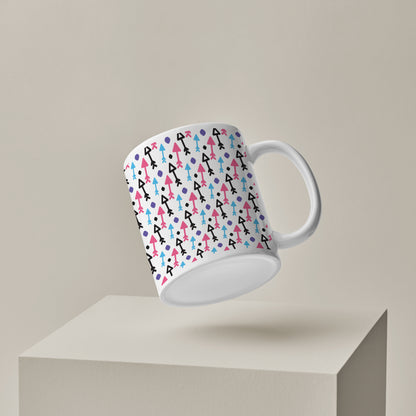 Black pink and sky Arrow pattern design pattern White 330 ml Coffee Mug