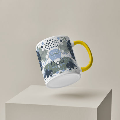 Hand art design Pattern Yellow Handle 330 ml Coffee Mug