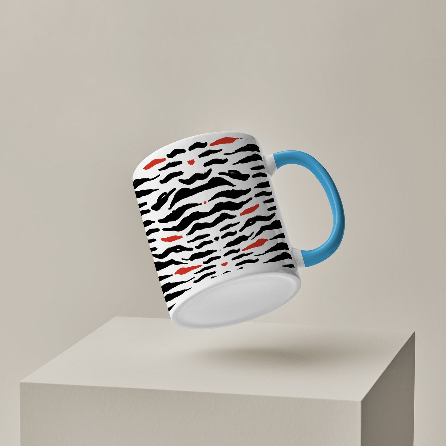 Tiger skin pattern design Pattern Sky Blue Handle 330 ml Coffee Mug