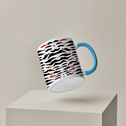 Tiger skin pattern design Pattern Sky Blue Handle 330 ml Coffee Mug