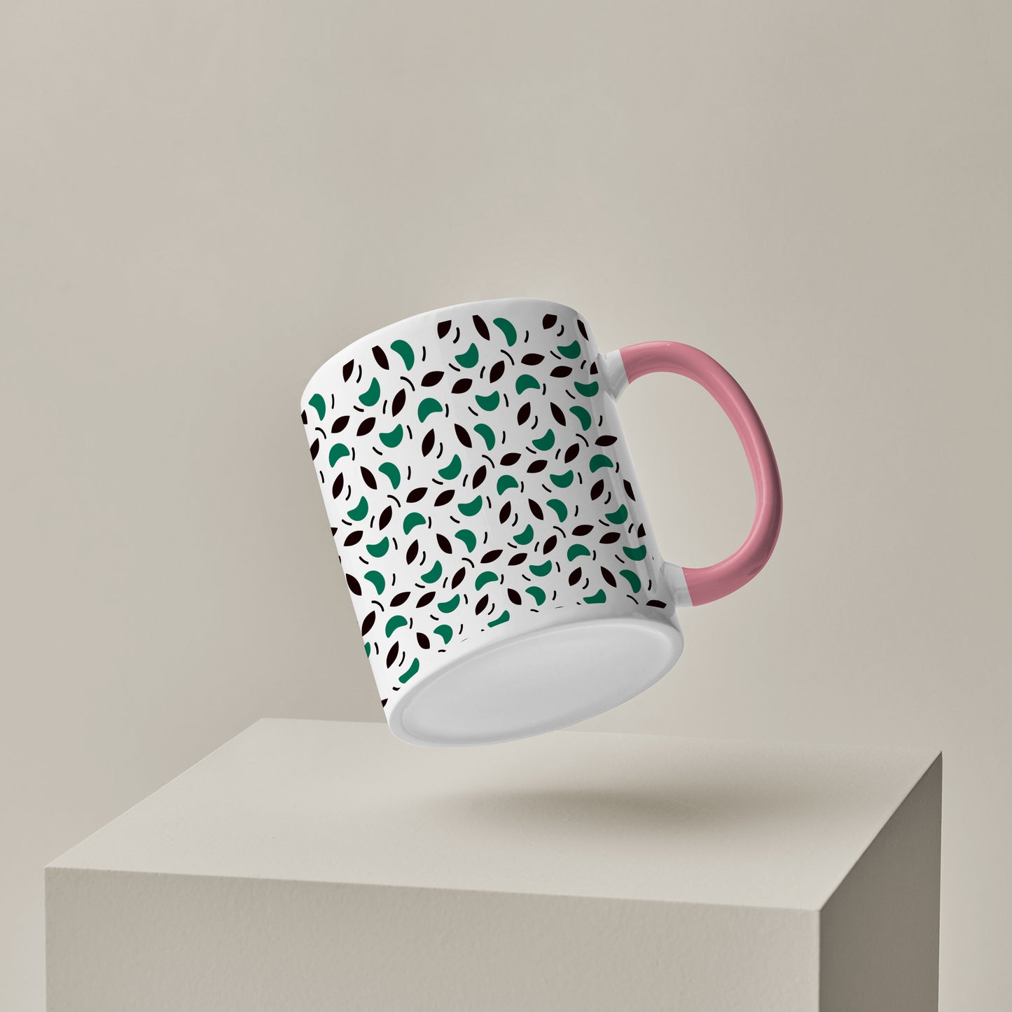 vector leaves pattern design (2) Pattern Lite Pink Handle 330 ml Coffee Mug