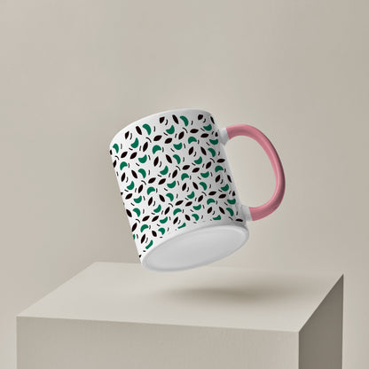 vector leaves pattern design (2) Pattern Lite Pink Handle 330 ml Coffee Mug