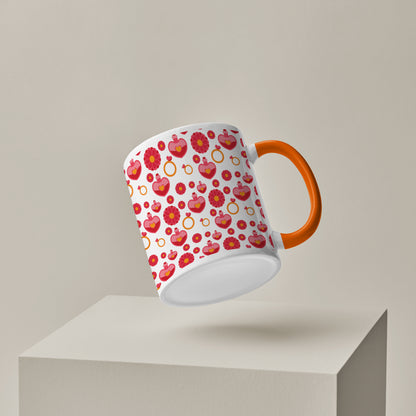 Red seamless love element pattern design Orange Handle 330 ml Coffee Mug