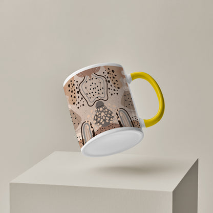 Abstract drawing design Pattern Yellow Handle 330 ml Coffee Mug