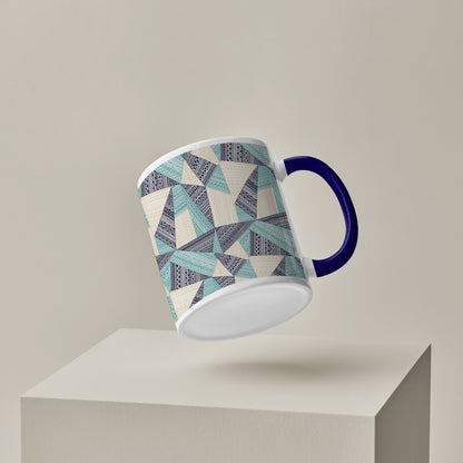 Triangle seamless pattern in patchwork style design Pattern Dark Blue Handle 330 ml Coffee Mug