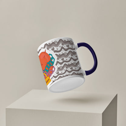 love chain Pattern Dark Blue Handle 330 ml Coffee Mug
