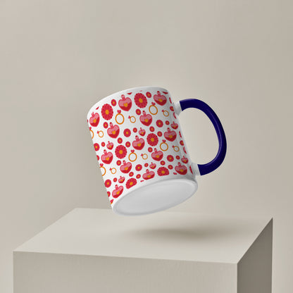 Red seamless love element design Pattern Dark Blue Handle 330 ml Coffee Mug